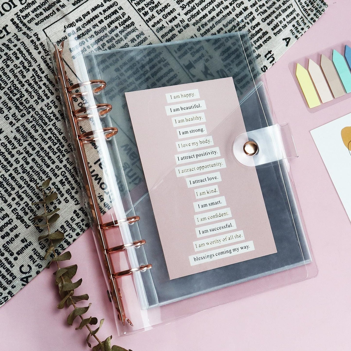 Clear PVC Planner Pocket | A5 Personal A7 Size | Sticker Organizer Card Holder | Storage Inserts | 6 Ring Binder | Cash and Budget Envelopes