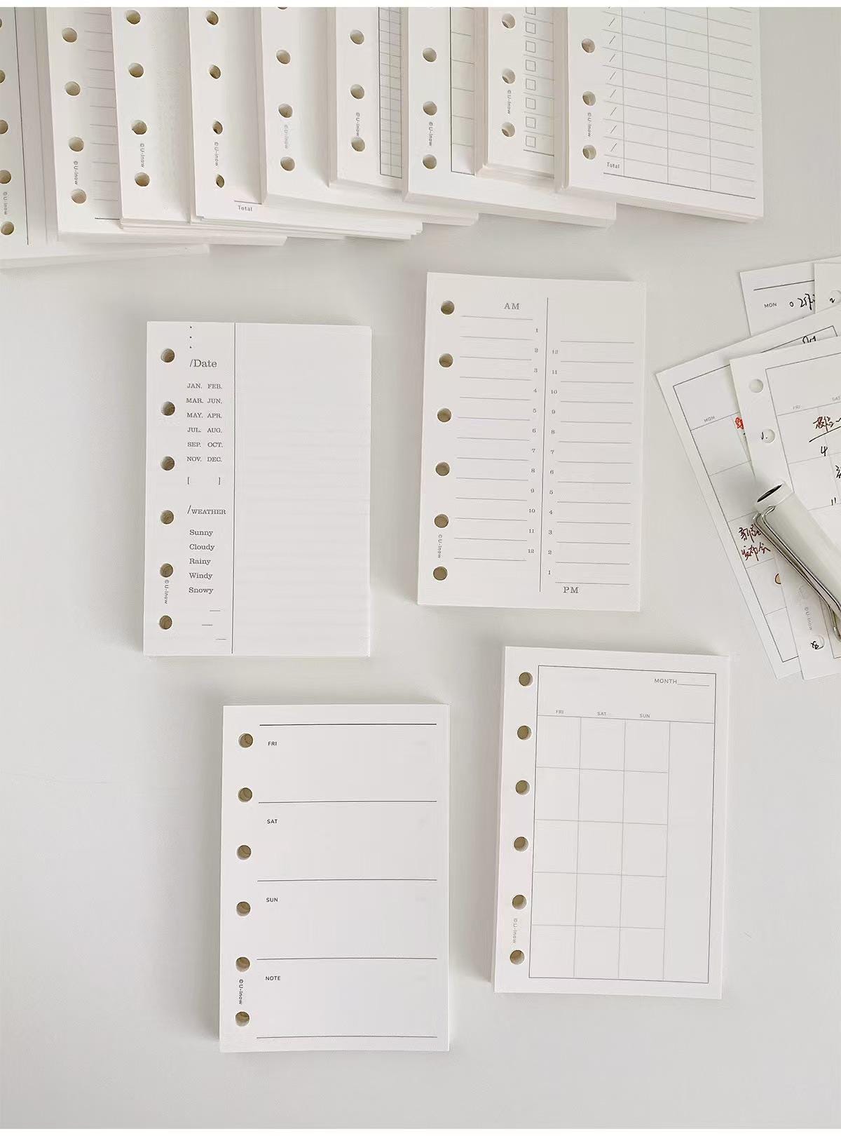 A7 M5 Planner Inserts | 6 Ring Binder | Blank Grided Weekly Daily Monthly Plan Shopping List Habit Tracker Budget Finance | Planner Refills