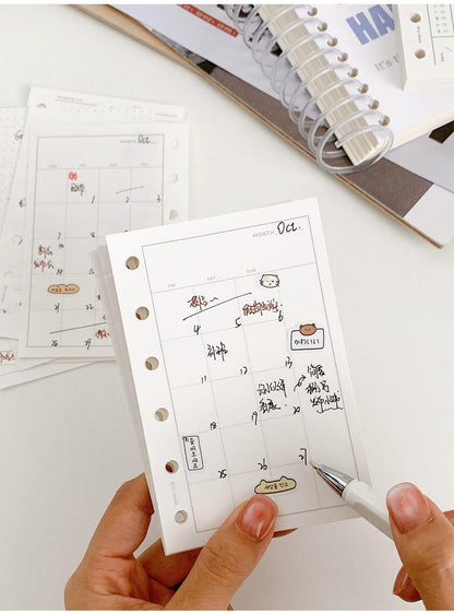 A7 M5 Planner Inserts | 6 Ring Binder | Blank Grided Weekly Daily Monthly Plan Shopping List Habit Tracker Budget Finance | Planner Refills