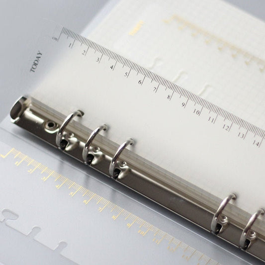 Plastic Today Ruler | Personal A5 Size | 6 Ring Binder Planner Ruler | Filofax Moterm