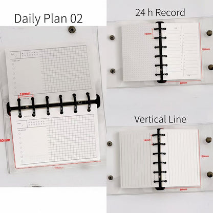A7 M5 Planner Inserts | 6 Ring Binder | Blank Grided Weekly Daily Monthly Plan Shopping List Habit Tracker Budget Finance | Planner Refills