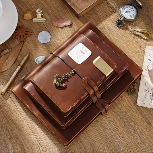 2025 100% Genuine Leather 6 Ring Binder | A5 Personal A7 Size | Binder Cover | Handmade Vintage Cowhide Notebook Journal Refillable Planner