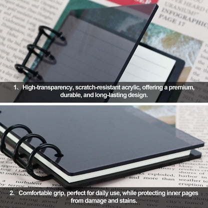 2PCS Acrylic 6 Ring Binder Cover | Personal Size | Black Gray Cover Dashboard | Removable Cover | DIY Binder Planner | Budget Planner
