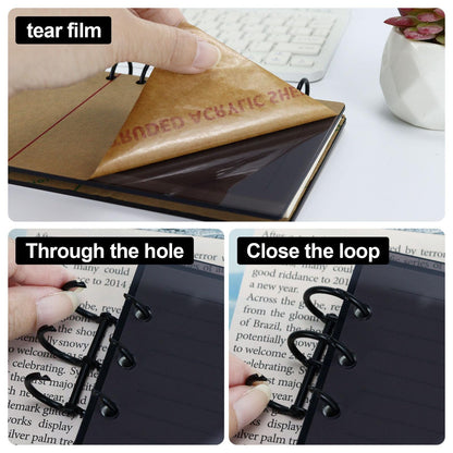 2PCS Acrylic 6 Ring Binder Cover | Personal Size | Black Gray Cover Dashboard | Removable Cover | DIY Binder Planner | Budget Planner