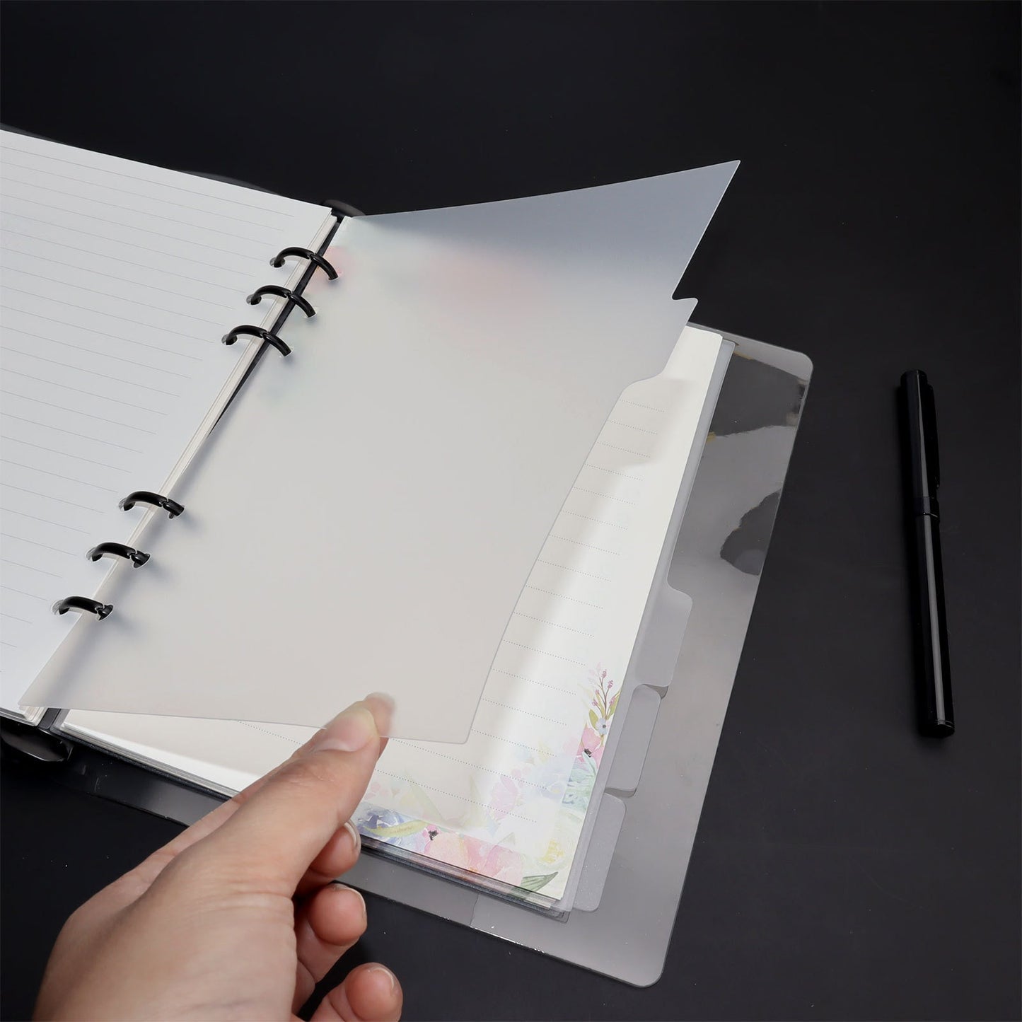 Frosted Clear  Side Tab Dividers | Plastic Planner Dividers | 6 Rings  |  A5 A7 Personal Pocket  | Planner Divider Label Stickers