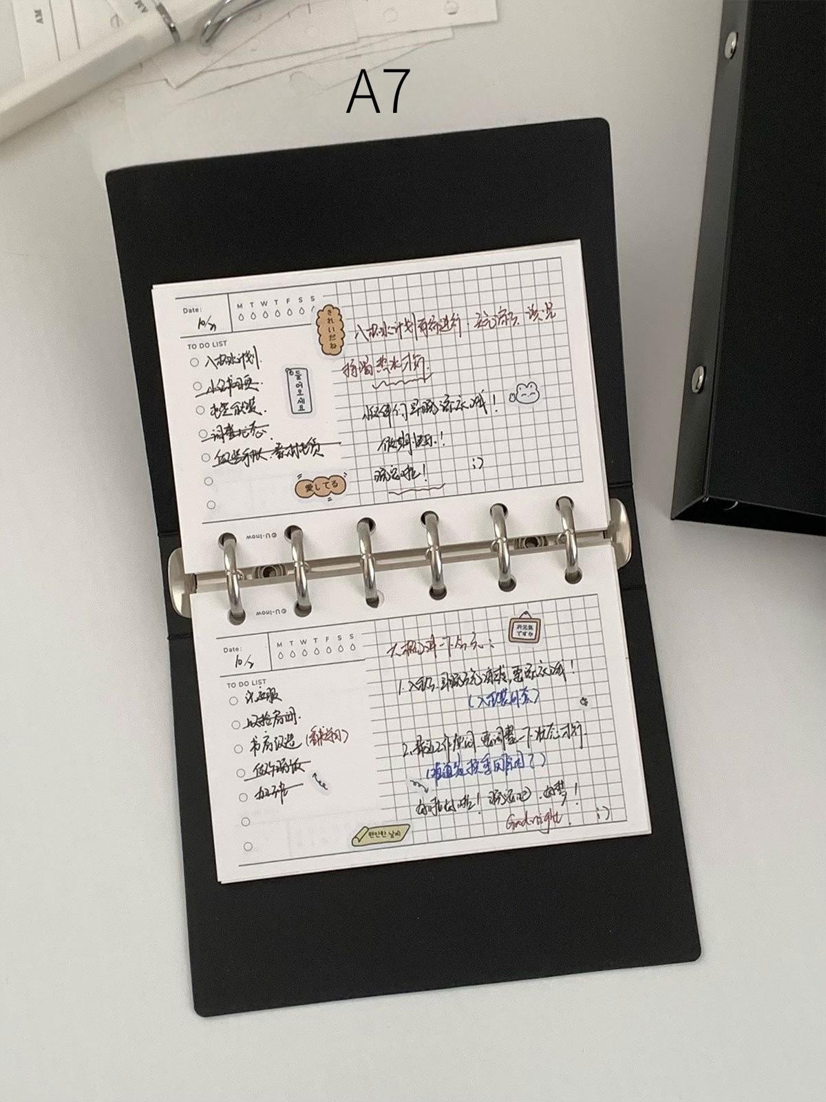 Minimalist Black Matte Plastic 6 Ring Binders | M5 A7 Personal Size | Refillable Planners | Refill Sticker Organizer | Planner Cover