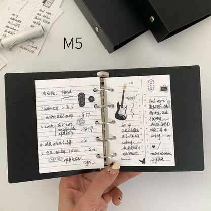 Minimalist Black Matte Plastic 6 Ring Binders | M5 A7 Personal Size | Refillable Planners | Refill Sticker Organizer | Planner Cover