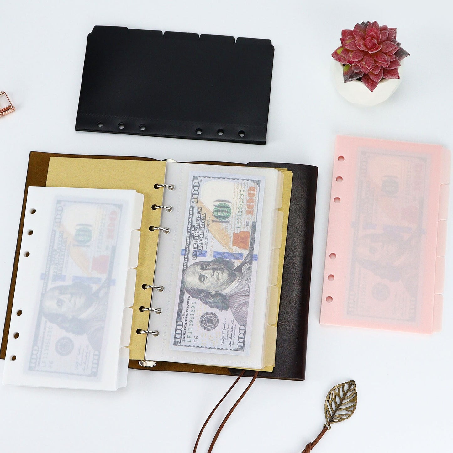 A5 A6 A7 Personal Size 6 Ring Binder Divider Pocket | Sticker Organizer | PVC Insert Pocket | Cash Envelope | Budget Book Planner