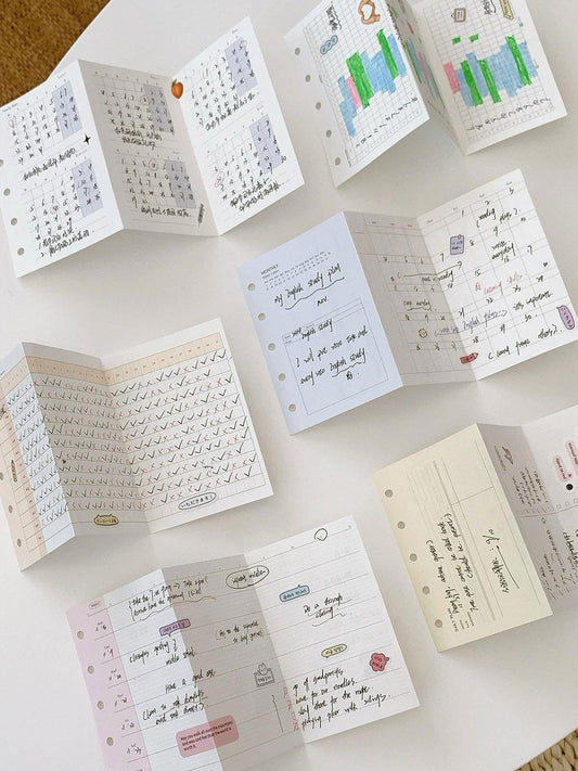 M5 Tri-fold  Planner Inserts | 5 Ring Binder Inserts | Refillable Planner Refills | Daily Plan Monthly Weekly Plan Memo Inserts