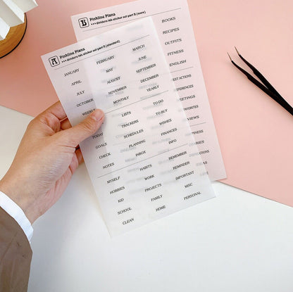 6 Ring Binder Side Top Tab Dividers | Plastic Planner Dividers |  A5 Personal A6 Size | Planner Divider Label Stickers