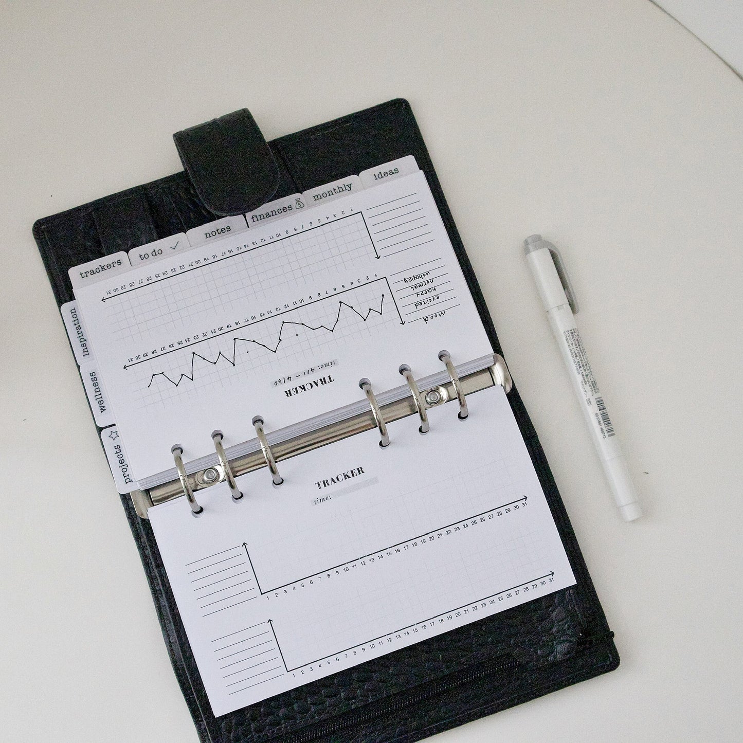 Line Chart Tracker Planner Inserts | 20 Sheets | Personal A5 A6 | 6 Rings Planner | Binder Refills