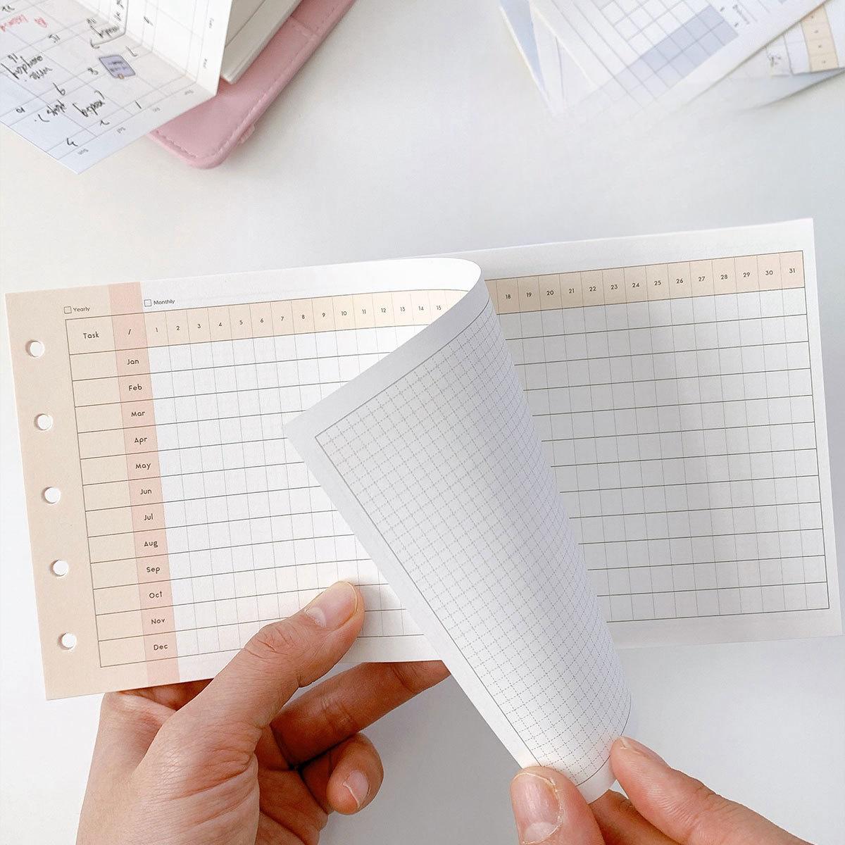 M5 Tri-fold  Planner Inserts | 5 Ring Binder Inserts | Refillable Planner Refills | Daily Plan Monthly Weekly Plan Memo Inserts