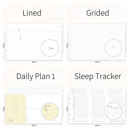 M5 Tri-fold  Planner Inserts | 5 Ring Binder Inserts | Refillable Planner Refills | Daily Plan Monthly Weekly Plan Memo Inserts