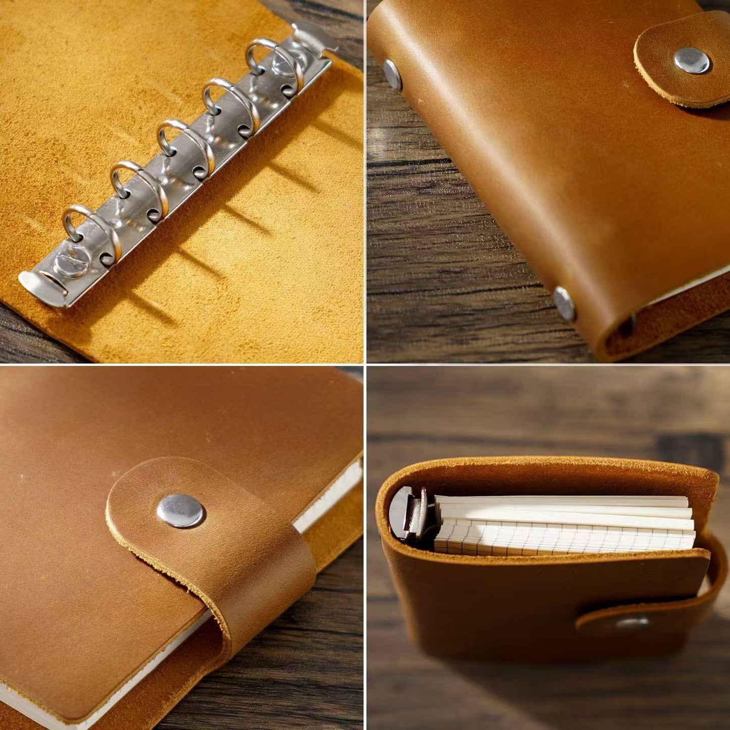 A8 Mini 100% Genuine Leather 5 Ring Binder | Pocket Portable Journal Agenda Planner | Vintage Travel Journal | Gift for Her Him