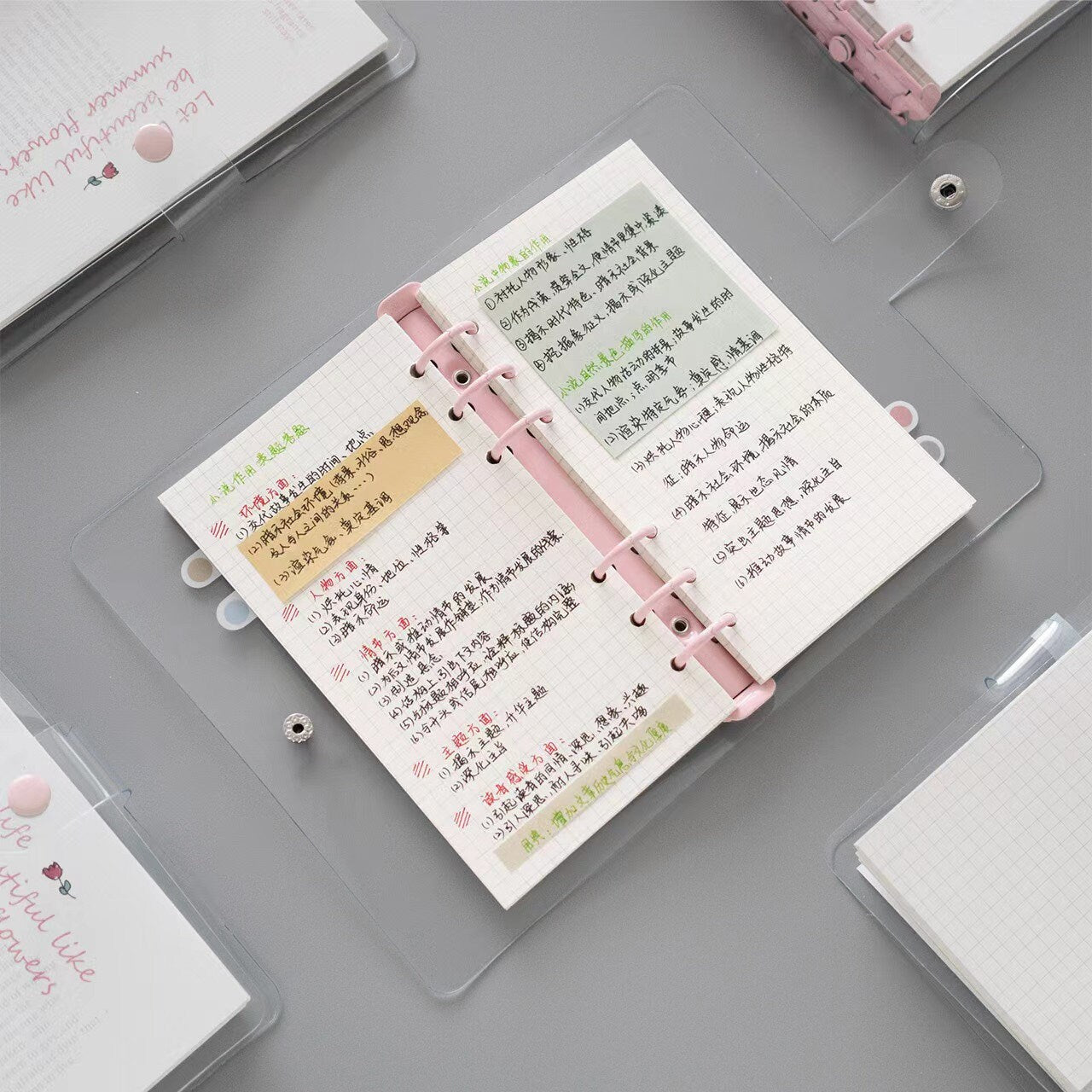Minimalist Transparent 6 Ring Binder Planner  | PVC Clear Binder |  Loose-leaf Binder | A6 Personal Size | Journal Notebook School Study