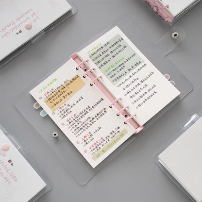 Minimalist Transparent 6 Ring Binder Planner  | PVC Clear Binder |  Loose-leaf Binder | A6 Personal Size | Journal Notebook School Study