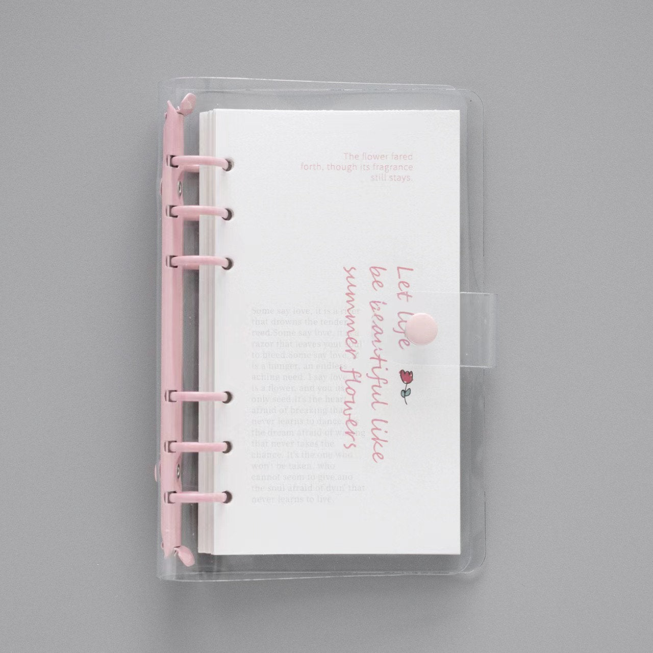 Minimalist Transparent 6 Ring Binder Planner  | PVC Clear Binder |  Loose-leaf Binder | A6 Personal Size | Journal Notebook School Study
