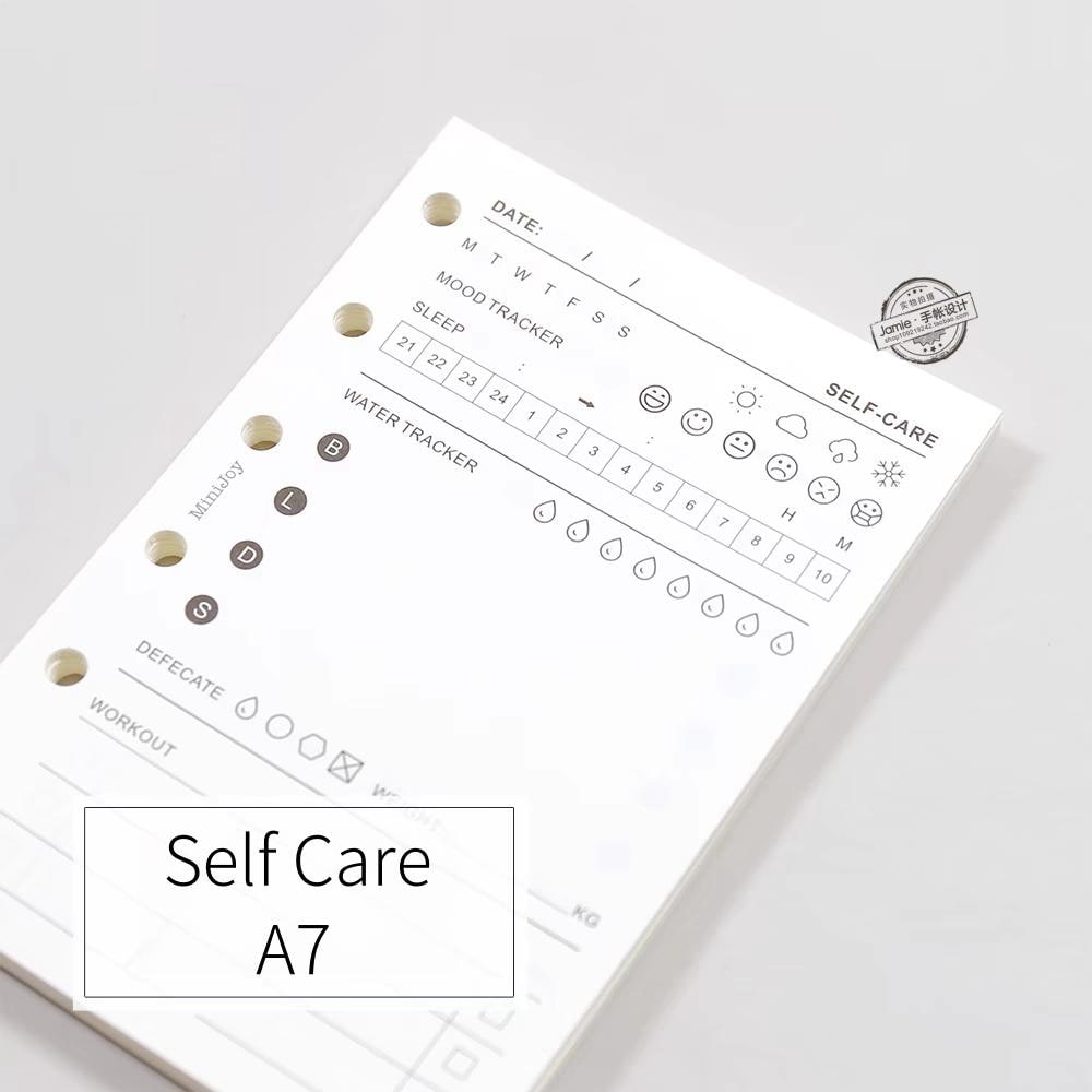 A7 Personal Self Care Planner Inserts | 40 Sheets | 120gsm Paper | 6 Ring Binder Planner Refills | Mood Sleep Tracker Workout Meal Planner