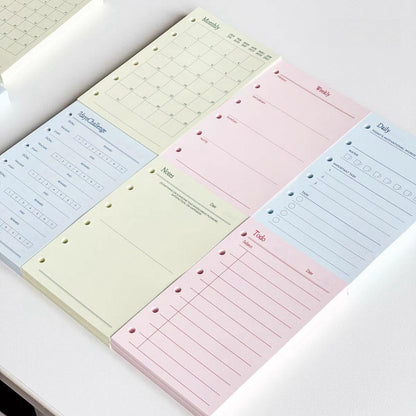 M5 A7 Personal Printed Planner Inserts | 6 Ring Binder Planner Refills | Weekly Daily Monthly Plan To Do List 7 Days Challenge Notes Inserts