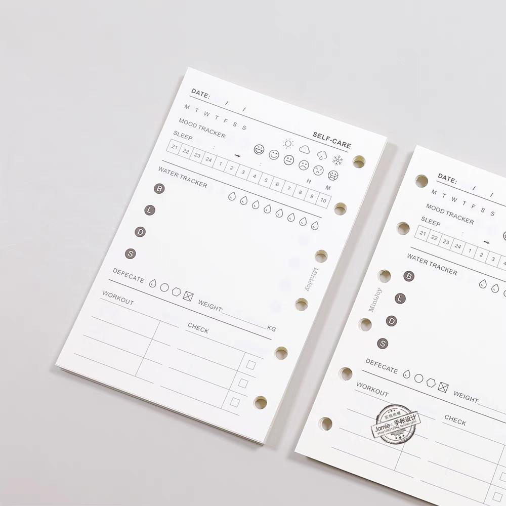 A7 Personal Self Care Planner Inserts | 40 Sheets | 120gsm Paper | 6 Ring Binder Planner Refills | Mood Sleep Tracker Workout Meal Planner