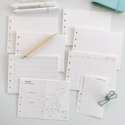 A7 M5 Printed Planner Inserts | Fold Out Binder Inserts Refills | Monthly Weekly Plan Grided Dotted Ruled Lined Blank Loose-leaf Refills