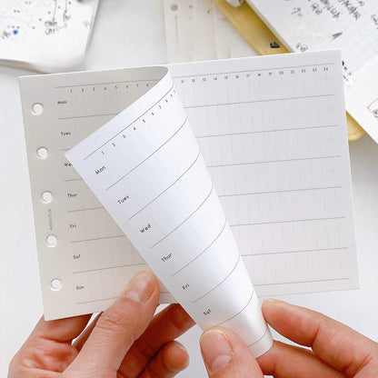 A7 M5 Printed Planner Inserts | Fold Out Binder Inserts Refills | Monthly Weekly Plan Grided Dotted Ruled Lined Blank Loose-leaf Refills