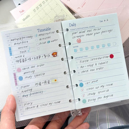 M5 A7 Personal Printed Planner Inserts | 6 Ring Binder Planner Refills | Weekly Daily Monthly Plan To Do List 7 Days Challenge Notes Inserts