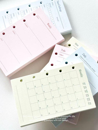 M5 A7 Personal Printed Planner Inserts | 6 Ring Binder Planner Refills | Weekly Daily Monthly Plan To Do List 7 Days Challenge Notes Inserts