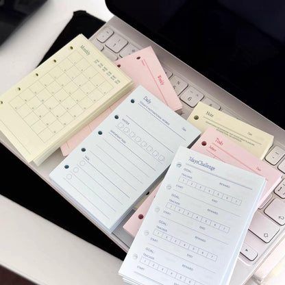 M5 A7 Personal Printed Planner Inserts | 6 Ring Binder Planner Refills | Weekly Daily Monthly Plan To Do List 7 Days Challenge Notes Inserts