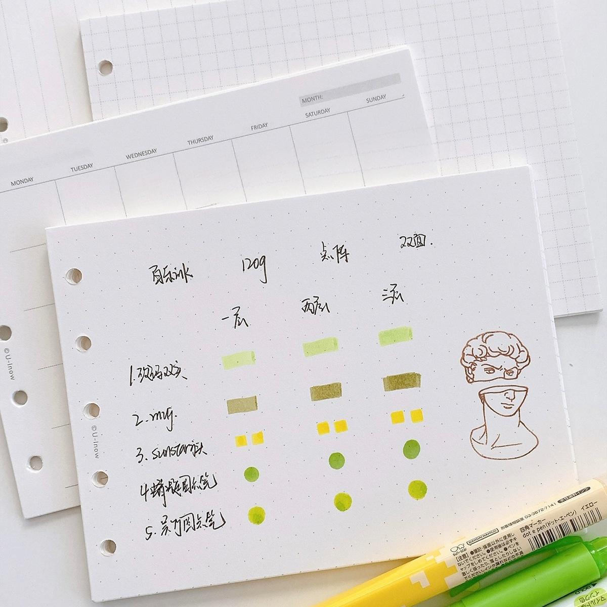 A7 M5 Printed Planner Inserts | Fold Out Binder Inserts Refills | Monthly Weekly Plan Grided Dotted Ruled Lined Blank Loose-leaf Refills