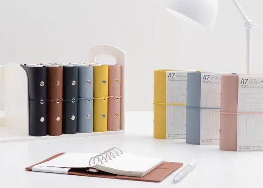 A7 Pocket Small Vegan Leather 6 Ring Binder | Loose Leaf Binder Cover | Refillable Planners | Journal Diary Agenda Notebook | Daily Plan