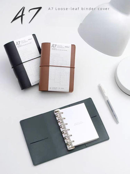 A7 Pocket Small Vegan Leather 6 Ring Binder | Loose Leaf Binder Cover | Refillable Planners | Journal Diary Agenda Notebook | Daily Plan