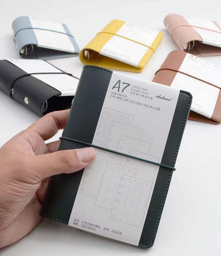 A7 Pocket Small Vegan Leather 6 Ring Binder | Loose Leaf Binder Cover | Refillable Planners | Journal Diary Agenda Notebook | Daily Plan