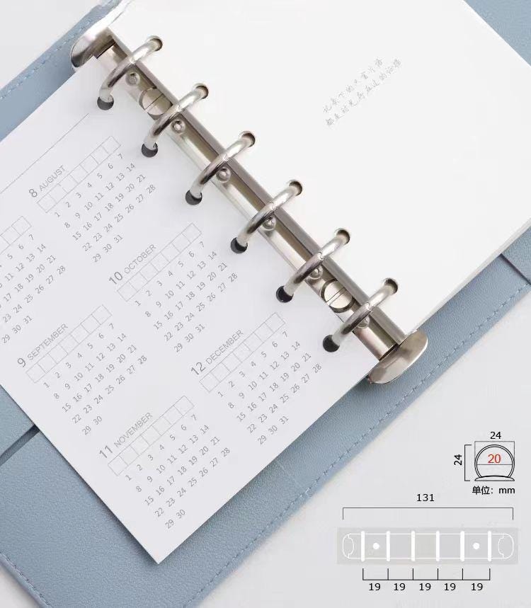 A7 Pocket Small Vegan Leather 6 Ring Binder | Loose Leaf Binder Cover | Refillable Planners | Journal Diary Agenda Notebook | Daily Plan