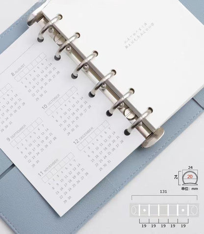 A7 Pocket Small Vegan Leather 6 Ring Binder | Loose Leaf Binder Cover | Refillable Planners | Journal Diary Agenda Notebook | Daily Plan