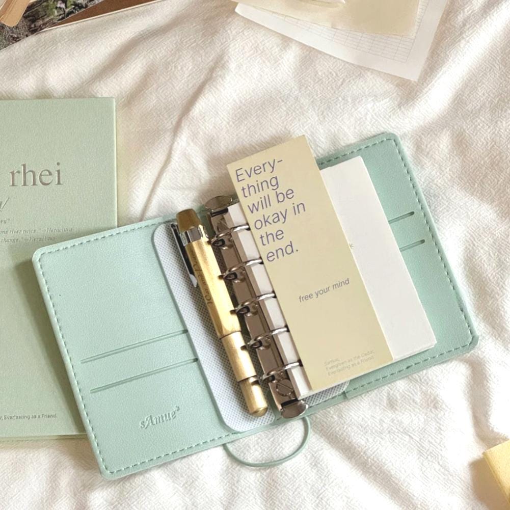 A7 M5 Vegan Leather 6 Ring Binder Planner | Mini Loose Leaf Binder | Daily Weekly Monthly Planner Journal | 2025 Refillable Planner