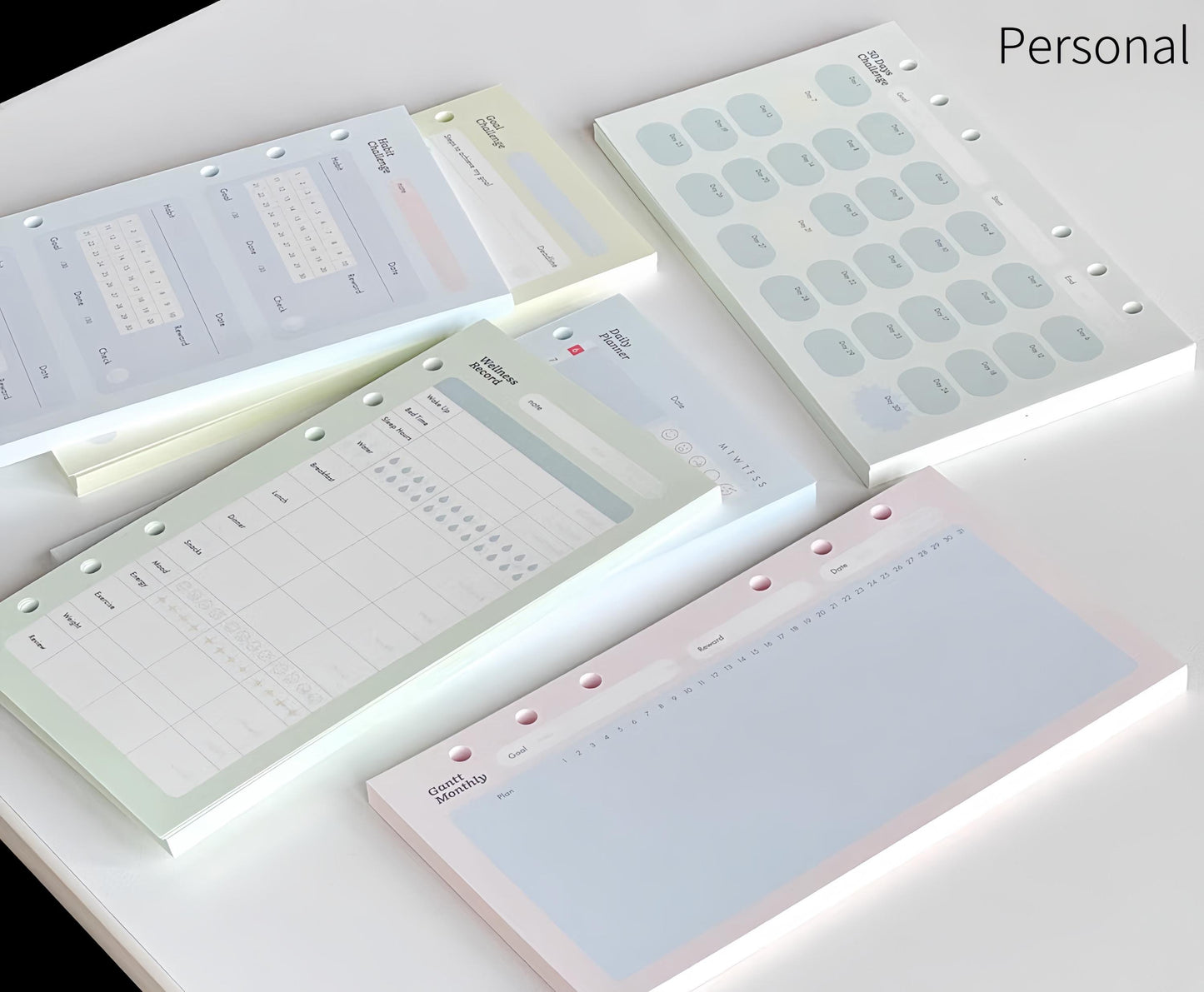 Printed M5 A7 Personal Planner Inserts | 6 Ring Binder Refills | Daily Planner Monthly Plan Habit Tracker Goal Wellness Health Record
