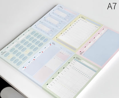 Printed M5 A7 Personal Planner Inserts | 6 Ring Binder Refills | Daily Planner Monthly Plan Habit Tracker Goal Wellness Health Record