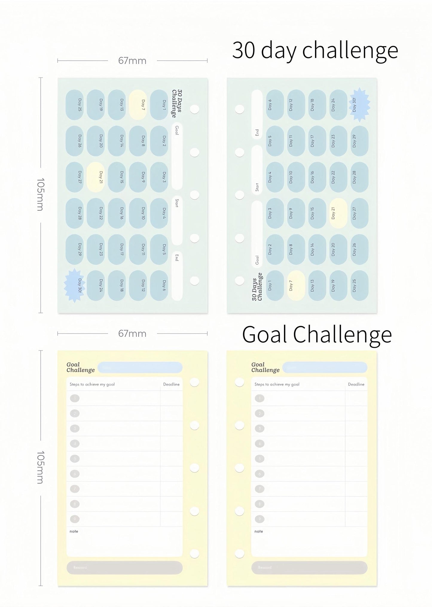 Printed M5 A7 Personal Planner Inserts | 6 Ring Binder Refills | Daily Planner Monthly Plan Habit Tracker Goal Wellness Health Record