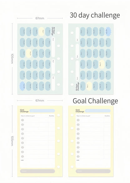 Printed M5 A7 Personal Planner Inserts | 6 Ring Binder Refills | Daily Planner Monthly Plan Habit Tracker Goal Wellness Health Record