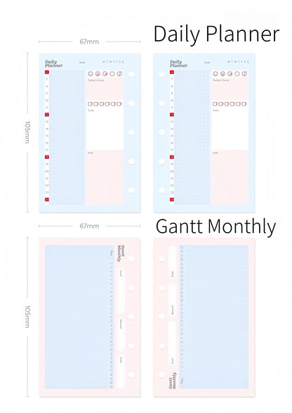 Printed M5 A7 Personal Planner Inserts | 6 Ring Binder Refills | Daily Planner Monthly Plan Habit Tracker Goal Wellness Health Record