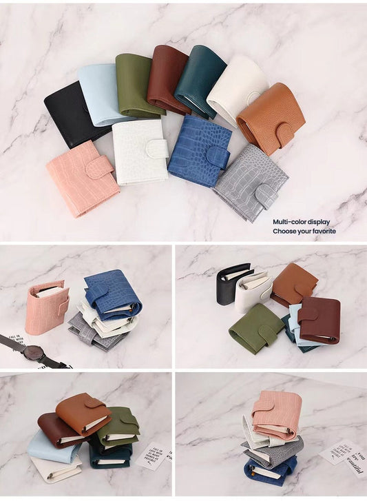 A9 Size Genuine Leather Rings Planner｜3-Hole Mini Pocket Portable Ring Binder with 19MM Ring | Planner Organizer Wallet Journal Diary