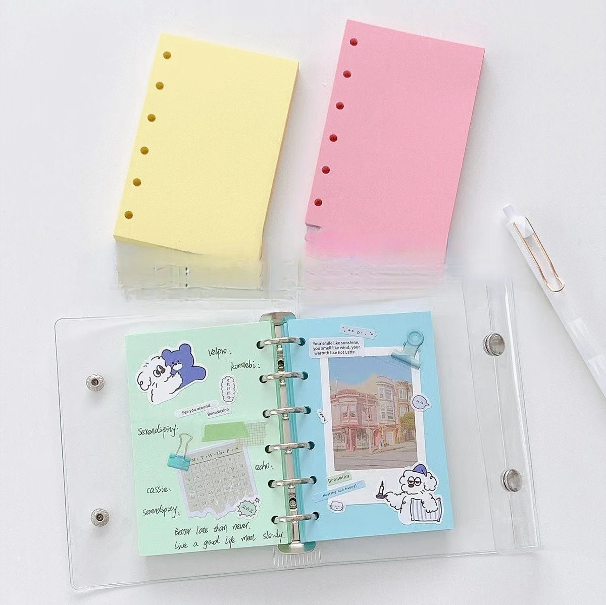 Colored A7 M5 Blank 6 Ring Printed Planner Inserts | 110gam Papers | Six Ring Binder Refill Paper |  Planner loose-leaf Refills Accessories