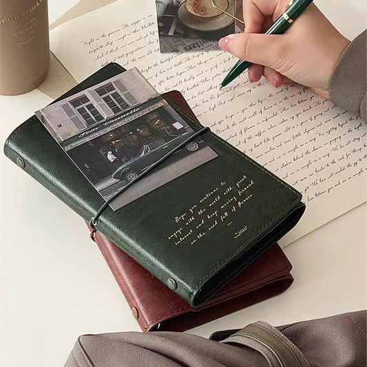 Retro Vegan Leather 6 Ring Binder | Personal Size | Loose Leaf Binder Cover | 2025 Refillable Planners | Journal Diary Agenda Notebook