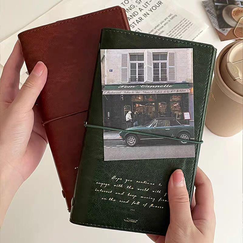 Retro Vegan Leather 6 Ring Binder | Personal Size | Loose Leaf Binder Cover | 2025 Refillable Planners | Journal Diary Agenda Notebook