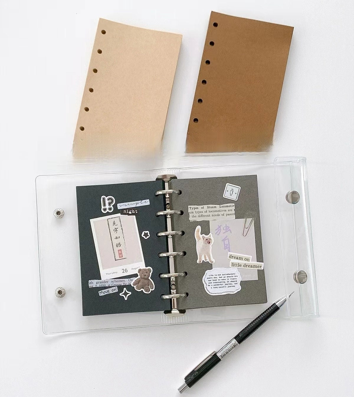 Blank A7 M5 True A6 Planner Inserts | 110gsm Paper | Kraft White Black Gray Inserts | Binder Refill Paper | Printed loose-leaf Refills