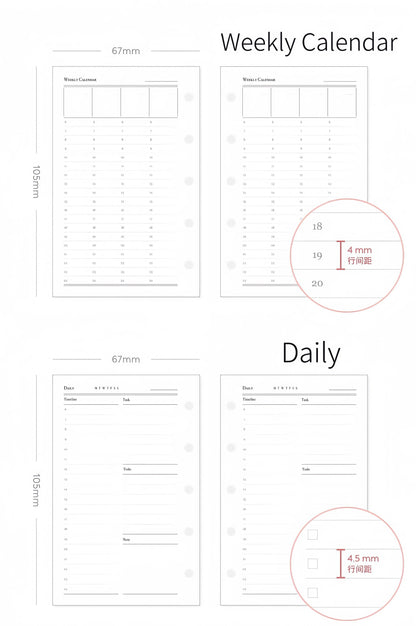 Minimalist Printed M5 A7 Personal Planner Inserts | 6 Ring Binder Refills | List Daily Weekly Monthly Plan Habit Tracker Sleep Traker