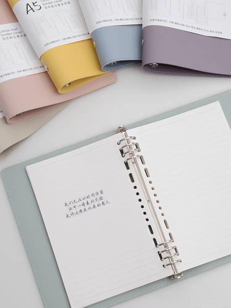 A5 Vegan Leather Cover 8 Ring Binder | Loose Leaf Binder Cover | Refillable Planners | Journal Diary Agenda Notebook | Daily Plan