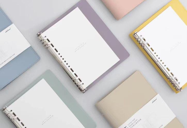 A5 Vegan Leather Cover 8 Ring Binder | Loose Leaf Binder Cover | Refillable Planners | Journal Diary Agenda Notebook | Daily Plan