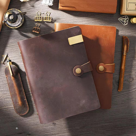 100% Genuine Leather 6 Ring Binder | A5 Size Leather Binder Cover | 2025 Refillable Planner Handmade Vintage Notebook Journal Planner